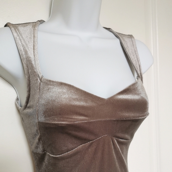 Party Dress Grey velvet Stretch Skater fit & flare - Picture 5 of 8